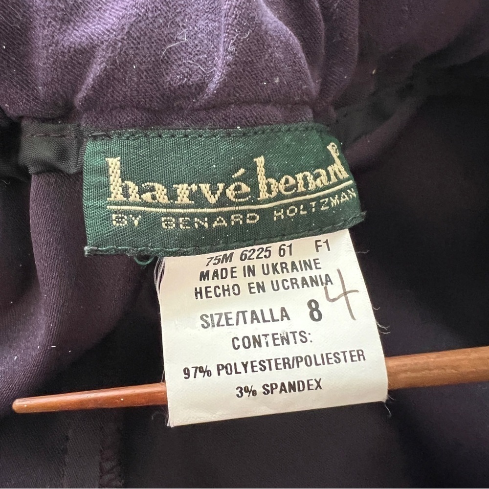 HARVE BENARD Vintage Purple Pantsuit Button Front Top Pleated Pants Size 8 FLAW - Picture 6 of 14